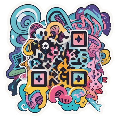 Abstract Doodle Vector QR Code for Stickers