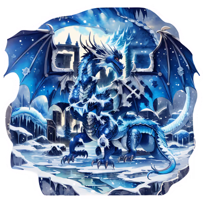 Ice Dragon Winter Fantasy QR Code for Stickers — image 1