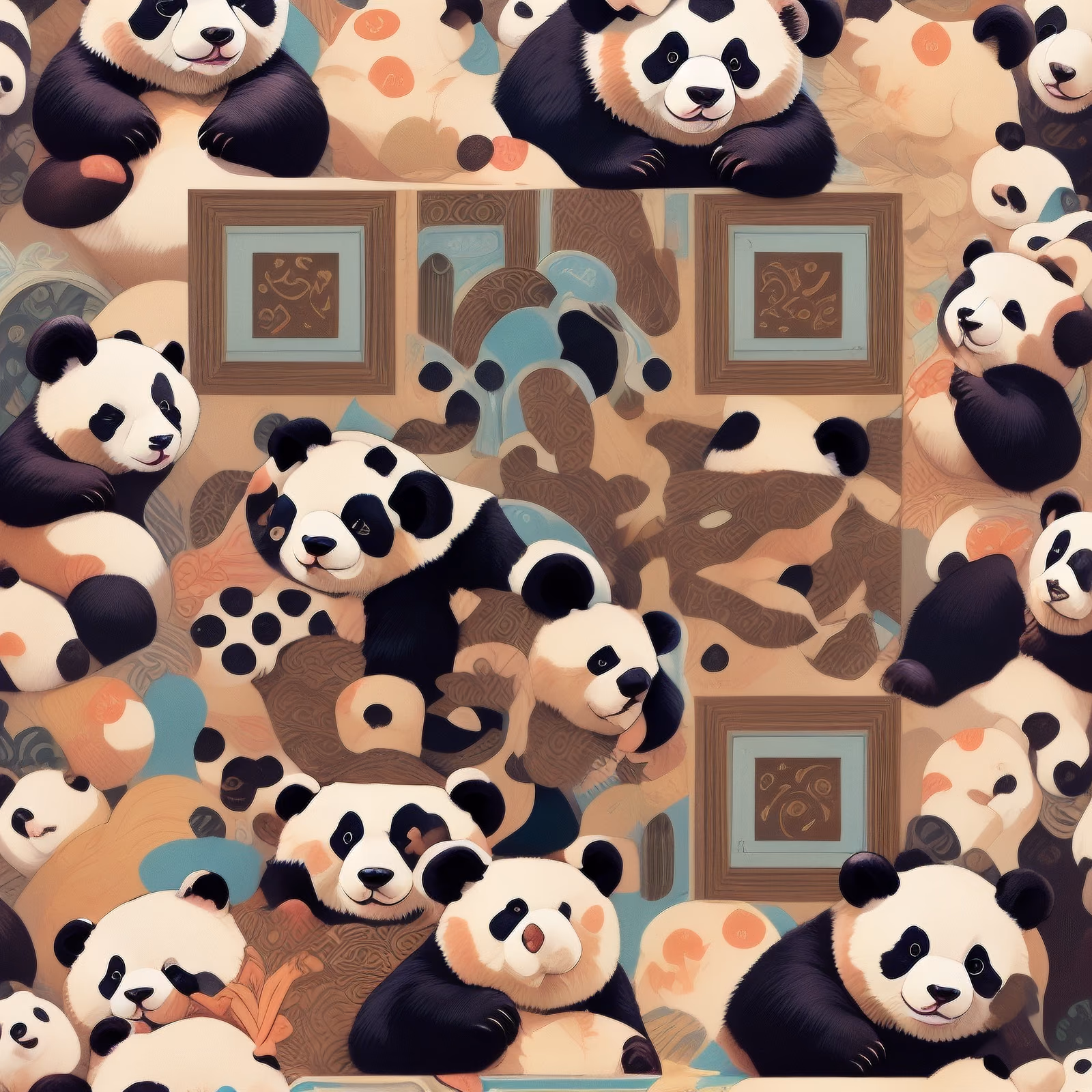 Panda Bear Repeating Pattern QR Code Art — image 1