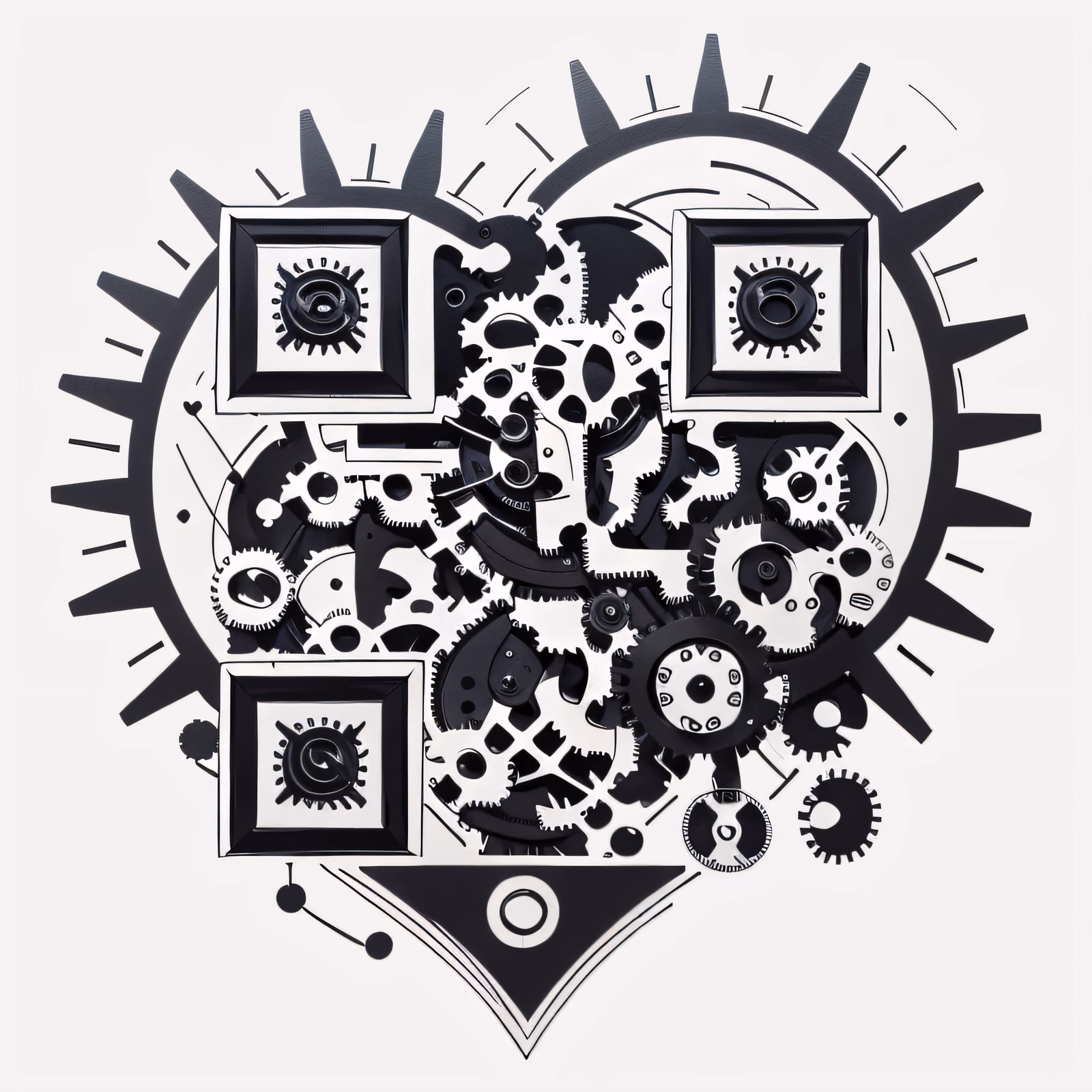 Механическое сердце из шестерён: QR-код для временных татуировок — изображение 1