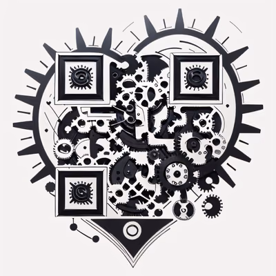 Механическое сердце из шестерён: QR-код для временных татуировок — изображение 1