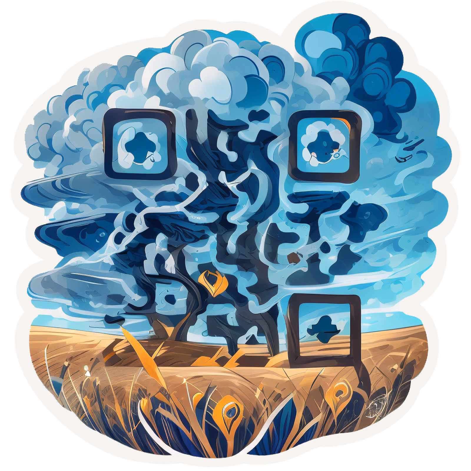 QR-код для наклеек: грозовые тучи над пшеничным полем — изображение 1