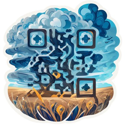 Storm Clouds Wheat Field QR Code for Stickers