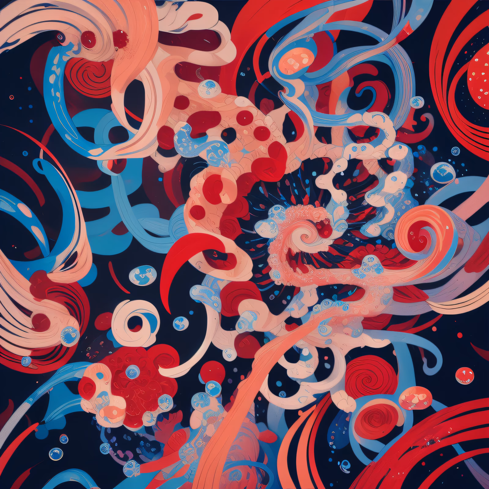 Red Blue Swirl Bubbles Abstract QR Code Art — image 1