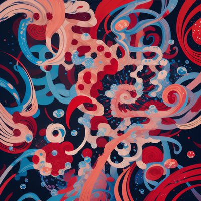 Red Blue Swirl Bubbles Abstract QR Code Art