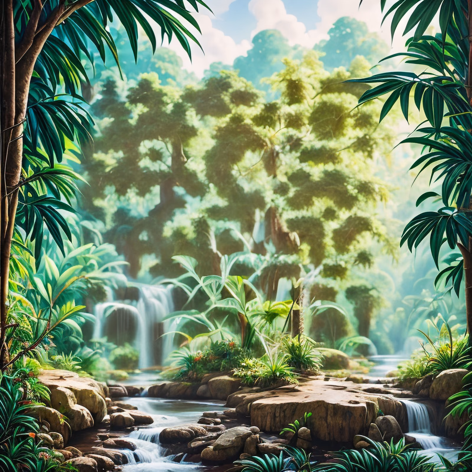 Jungle Waterfall Digital Painting QR Code Art — image 1