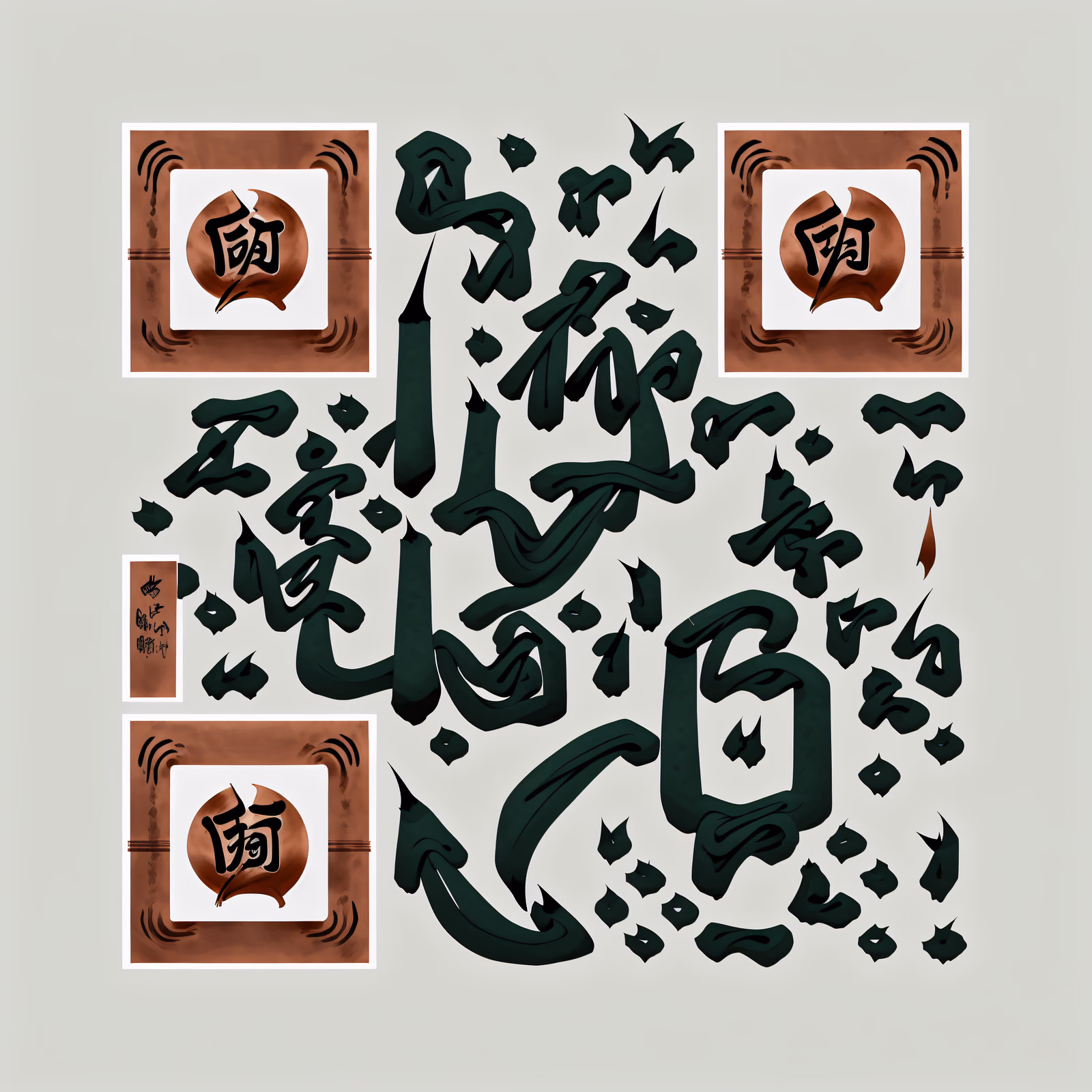 Green Ink Brush Calligraphy Lettering QR Code Art — image 1