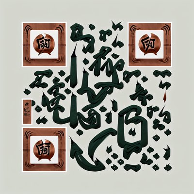 Green Ink Brush Calligraphy Lettering QR Code Art