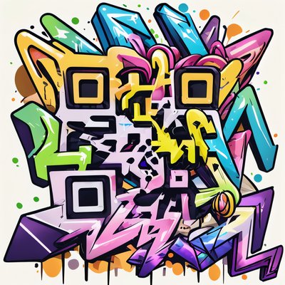 Wildstyle Graffiti Lettering QR Code for Stickers