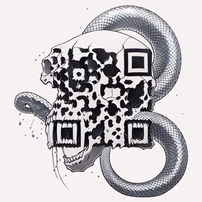 Skull and Snake Ink Tattoo QR Code for Temporary Tattoos — image 1