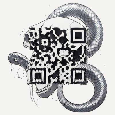 Skull and Snake Ink Tattoo QR Code for Temporary Tattoos