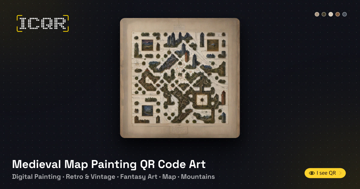 Medieval Map Painting QR Code Art • ICQR