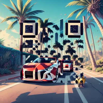 Red Convertible Palm Boulevard QR Code for Posters