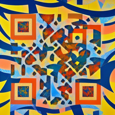 Abstract Leaf Pattern Cubist QR Code Art