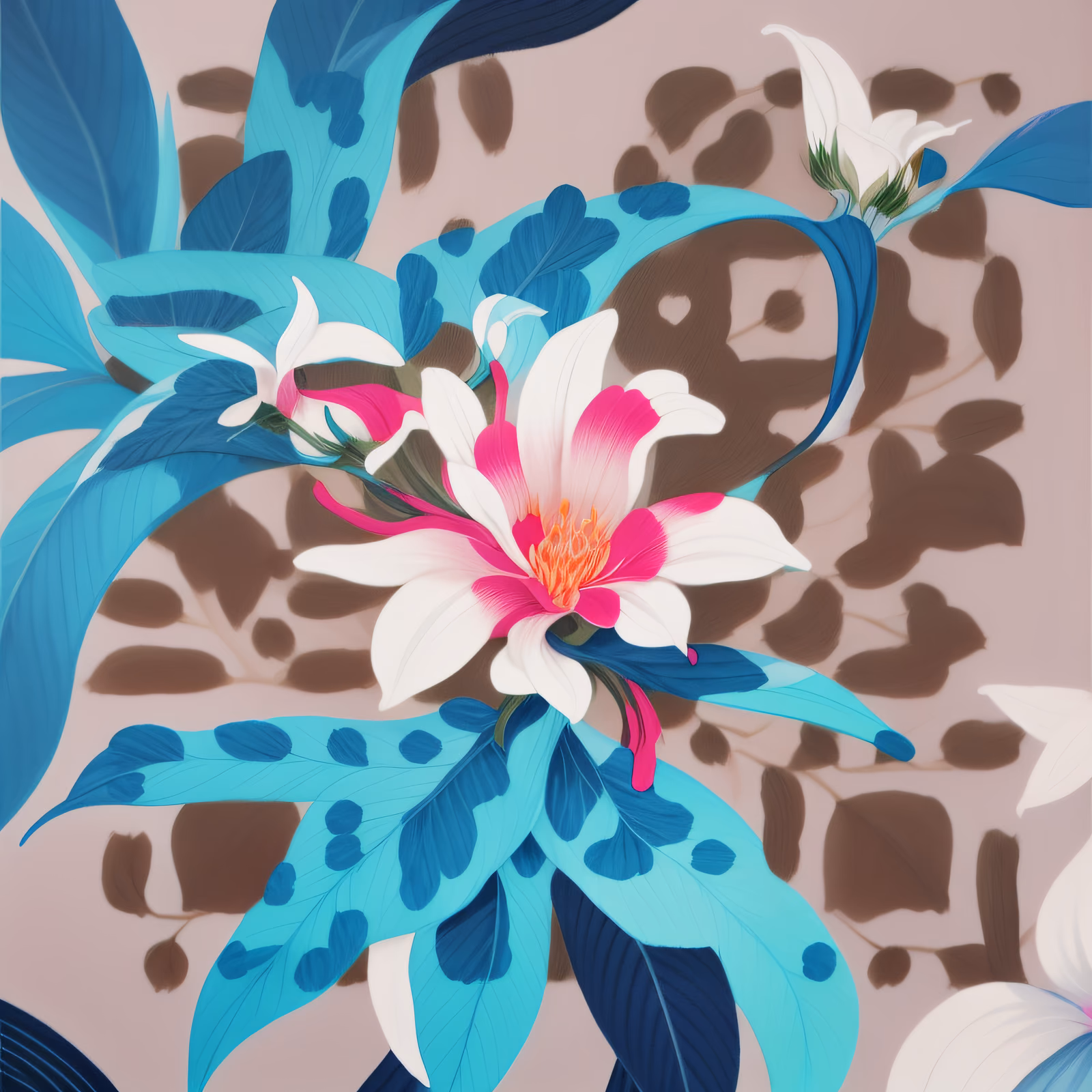 White Flower Gouache Botanical QR Code Art — image 1