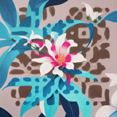 White Flower Gouache Botanical QR Code Art