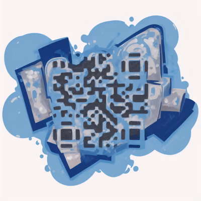 Синий граффити-стикер с буквами: QR-код для наклеек — изображение 1