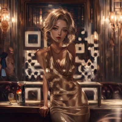Cocktail Dress Woman Lounge Realism QR Code for Posters