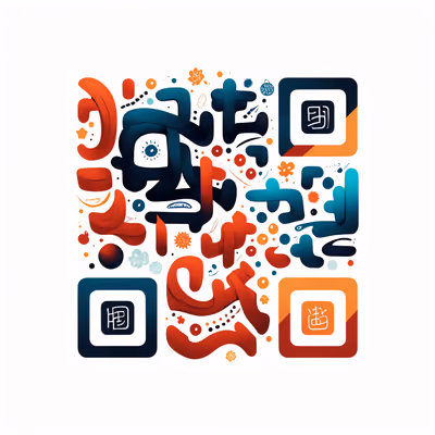 Calligraphic Brush Glyphs Flat Vector QR Code for Posters — image 1