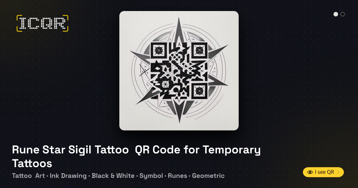 Protection Rune Tatoo Rune Star Sigil Tattoo QR Code for Temporary Tattoos • ICQR