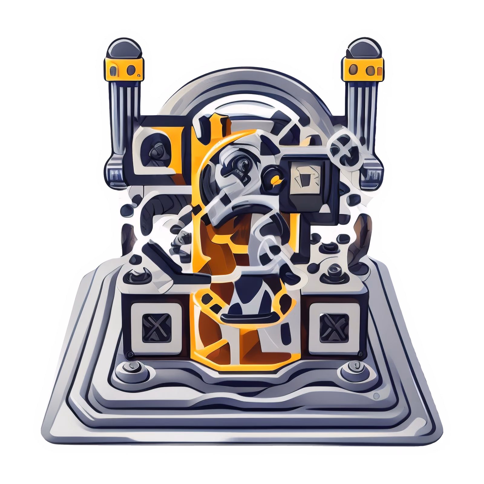 Индустриальная машина, векторный стикер, QR-код для наклеек — изображение 1