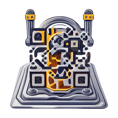 Индустриальная машина, векторный стикер, QR-код для наклеек — изображение 1