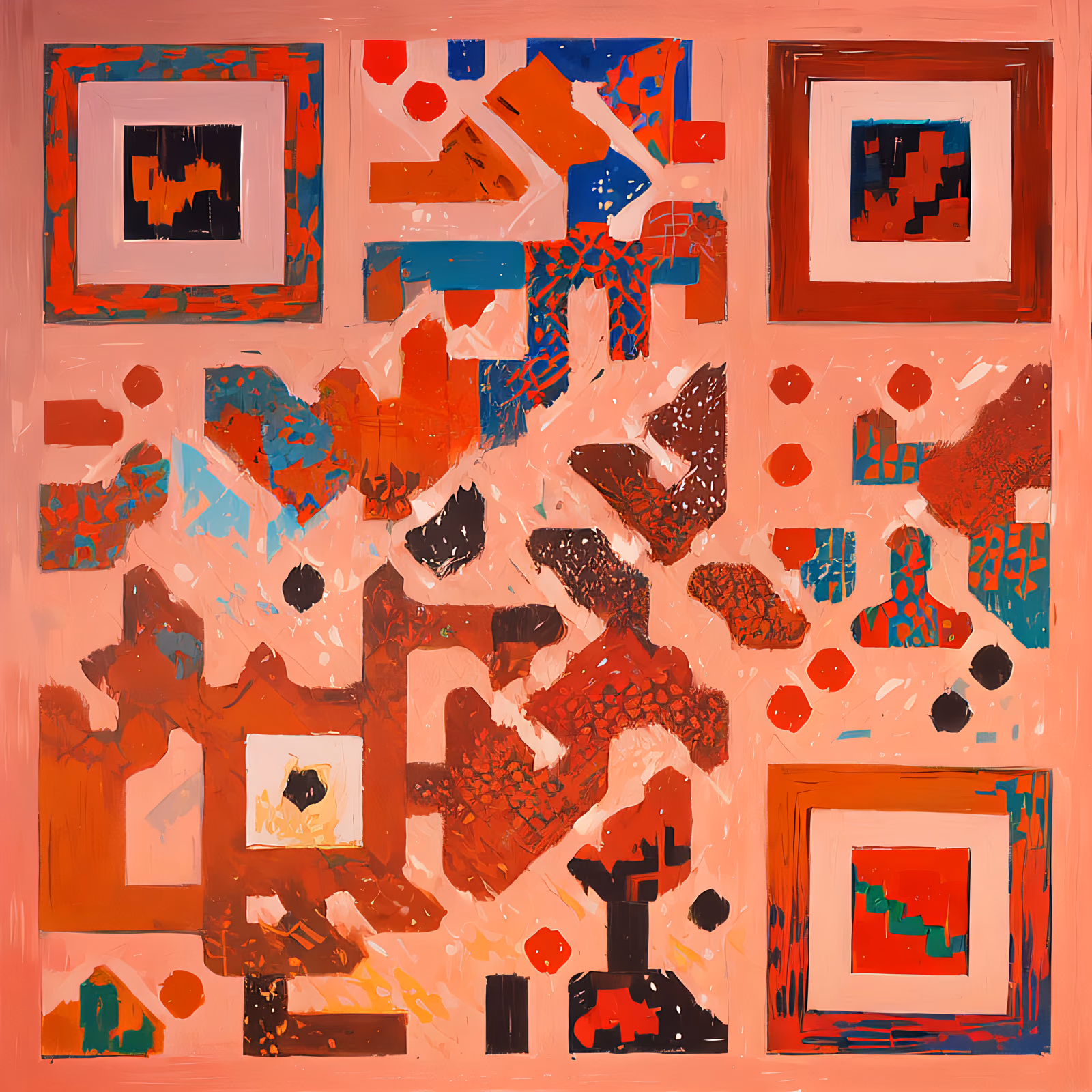 Red and Black Abstract Painting QR Code Art — image 1