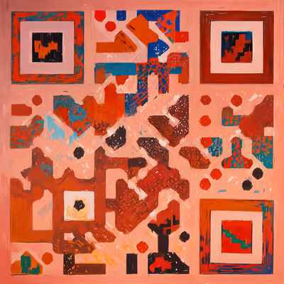 Red and Black Abstract Painting QR Code Art — image 1