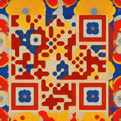 Red Yellow Blue Floral Pattern QR Code Art — image 1