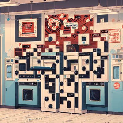 Retro Laundromat Machines Illustration QR Code for Posters — image 1