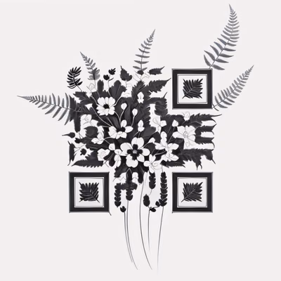 Fern and Flower Tattoo Ink QR Code for Temporary Tattoos — image 1