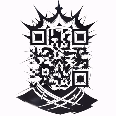 Thorn Crowned Skull Tattoo QR Code for Temporary Tattoos — image 1