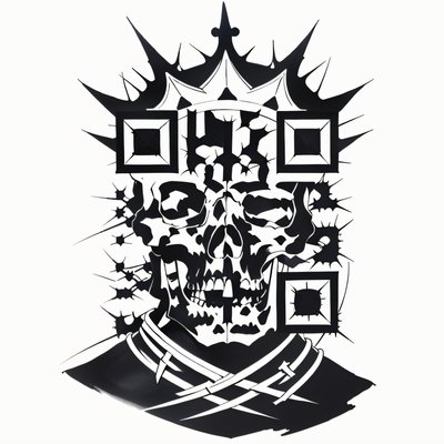 Thorn Crowned Skull Tattoo QR Code for Temporary Tattoos