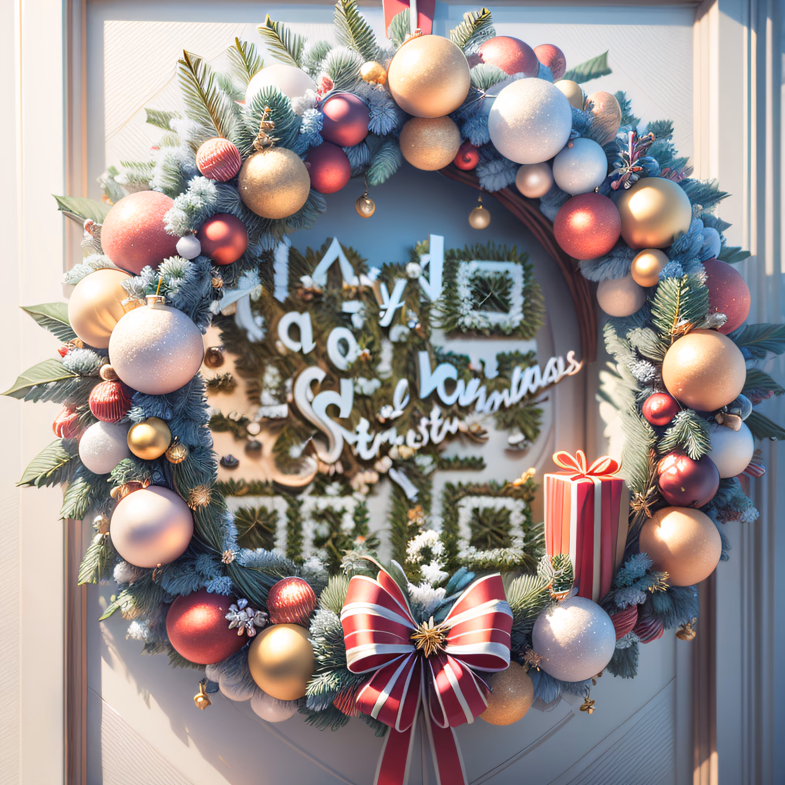 Christmas Wreath Baubles 3D Render QR Code for Greeting Cards — image 1