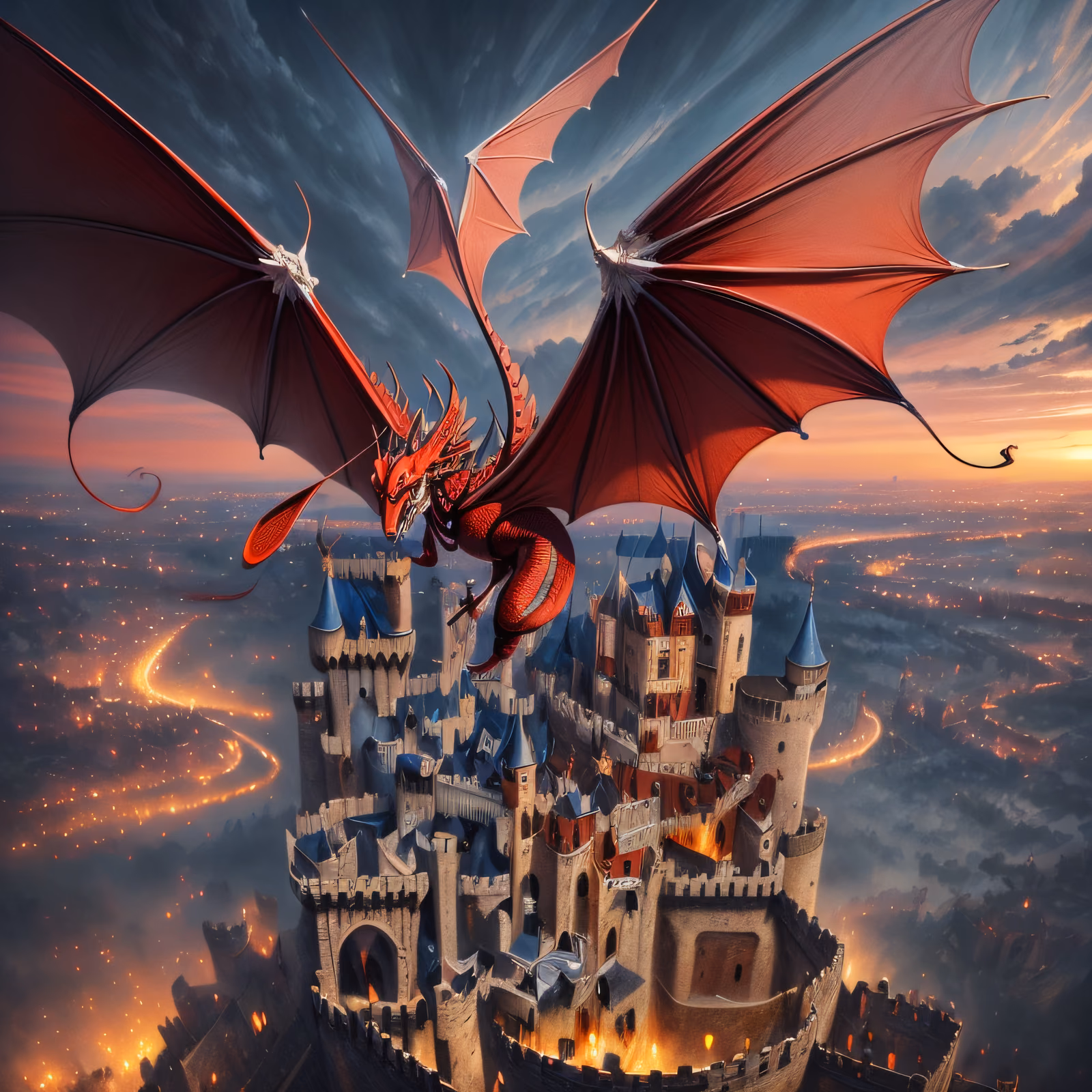 Красный дракон над замком, фэнтези: QR-код для постеров — изображение 1