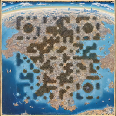 世界地图拼图风景二维码艺术 — 图片 1