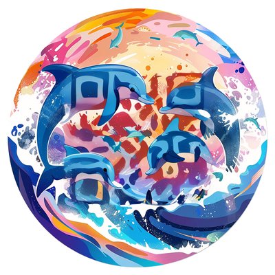 Playful Dolphins Vector Wave QR Code for Stickers