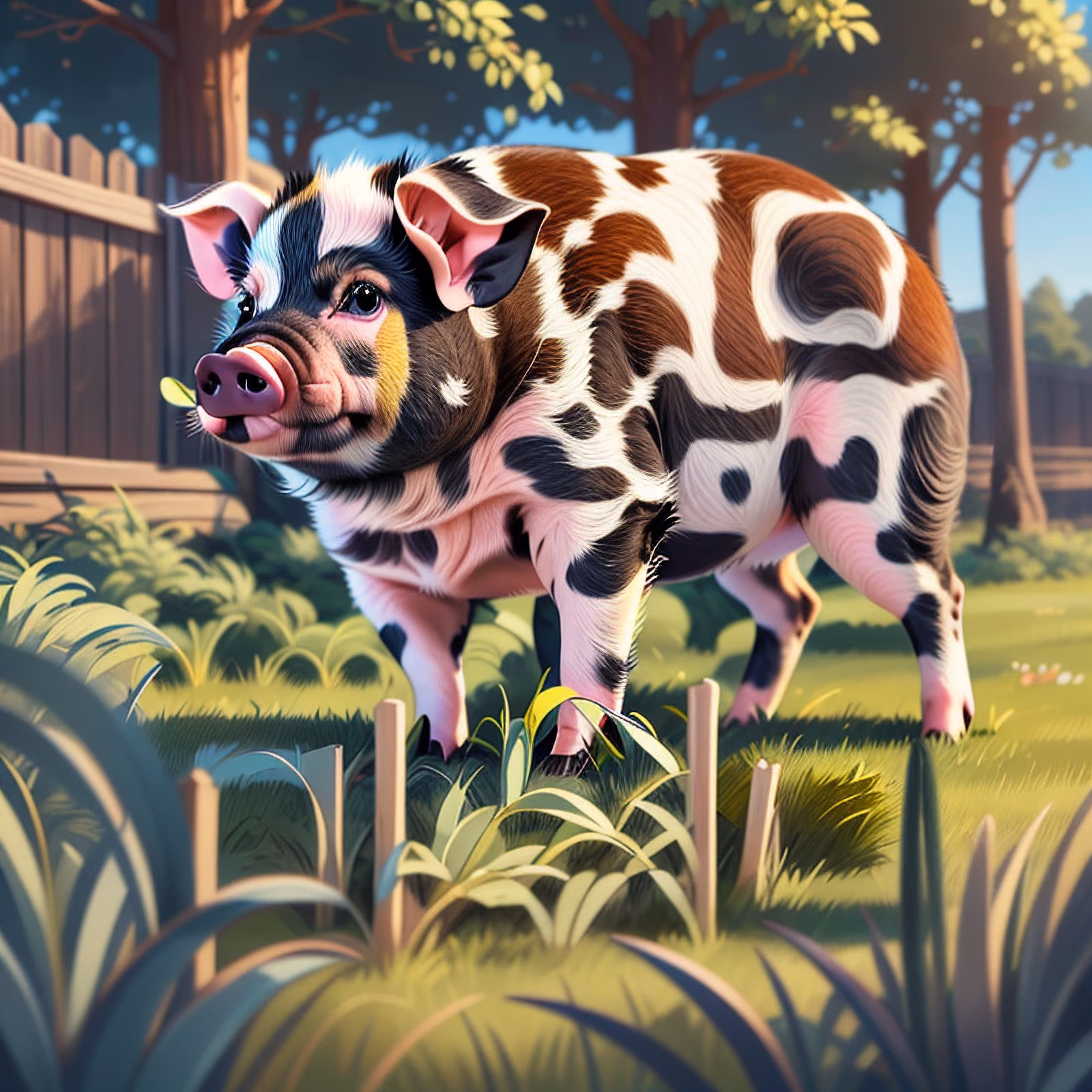 Spotted Mini Pig Digital Painting QR Code Art — image 1