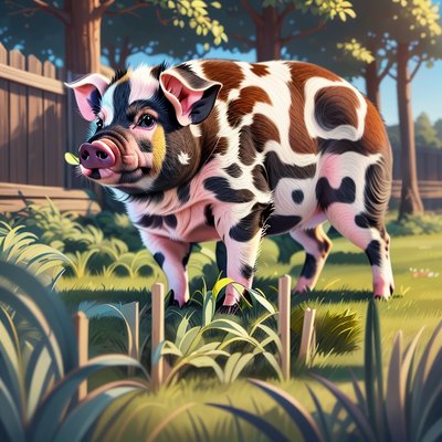 Spotted Mini Pig Digital Painting QR Code Art