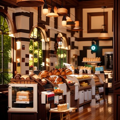 Cozy Bakery Interior 3D QR Code for Packaging
