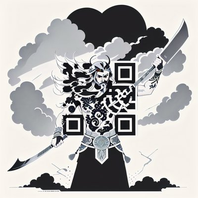 Tattooed Warrior Ink Drawing QR Code for Apparel