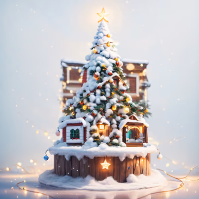 Snowy Christmas Tree 3D QR Code for Greeting Cards — image 1