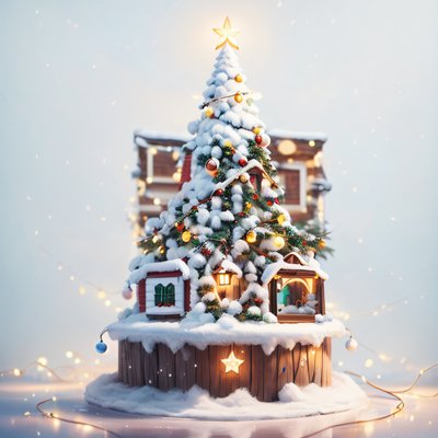 Snowy Christmas Tree 3D QR Code for Greeting Cards