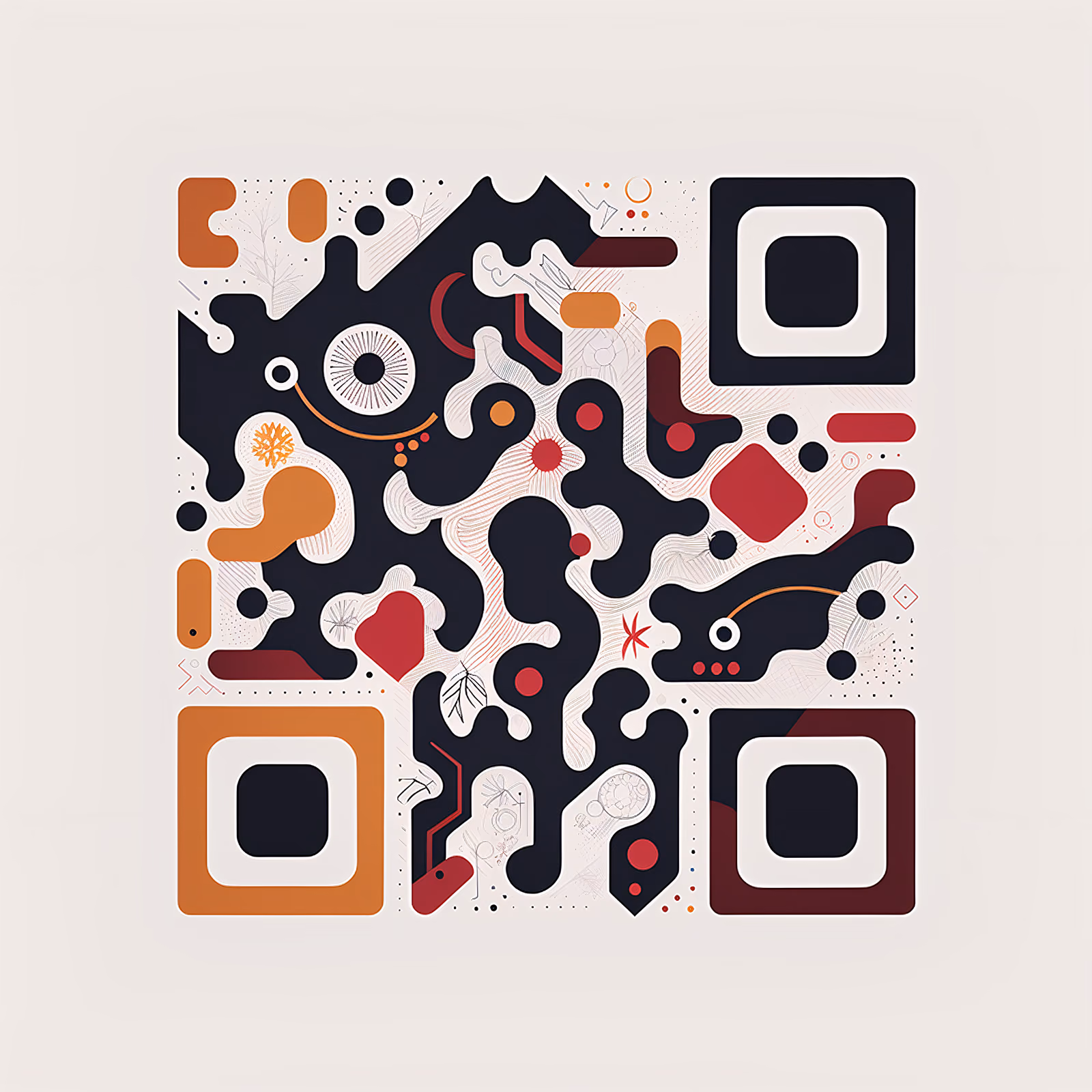 Abstract Doodle Vector QR Code for Posters — image 1