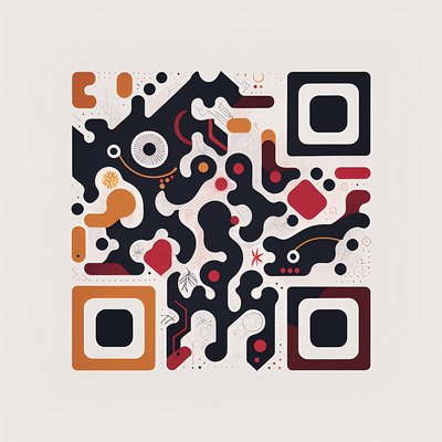 Abstract Doodle Vector QR Code for Posters