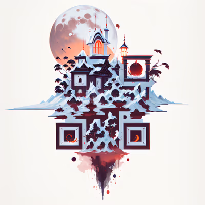 Заснеженный дом с привидениями и кровавой луной: QR-код — изображение 1
