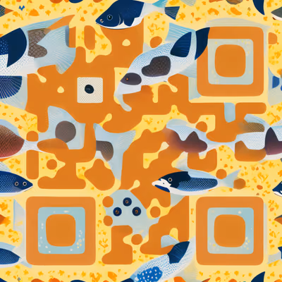 Fish Pattern Block Print QR Code for Apparel — image 1