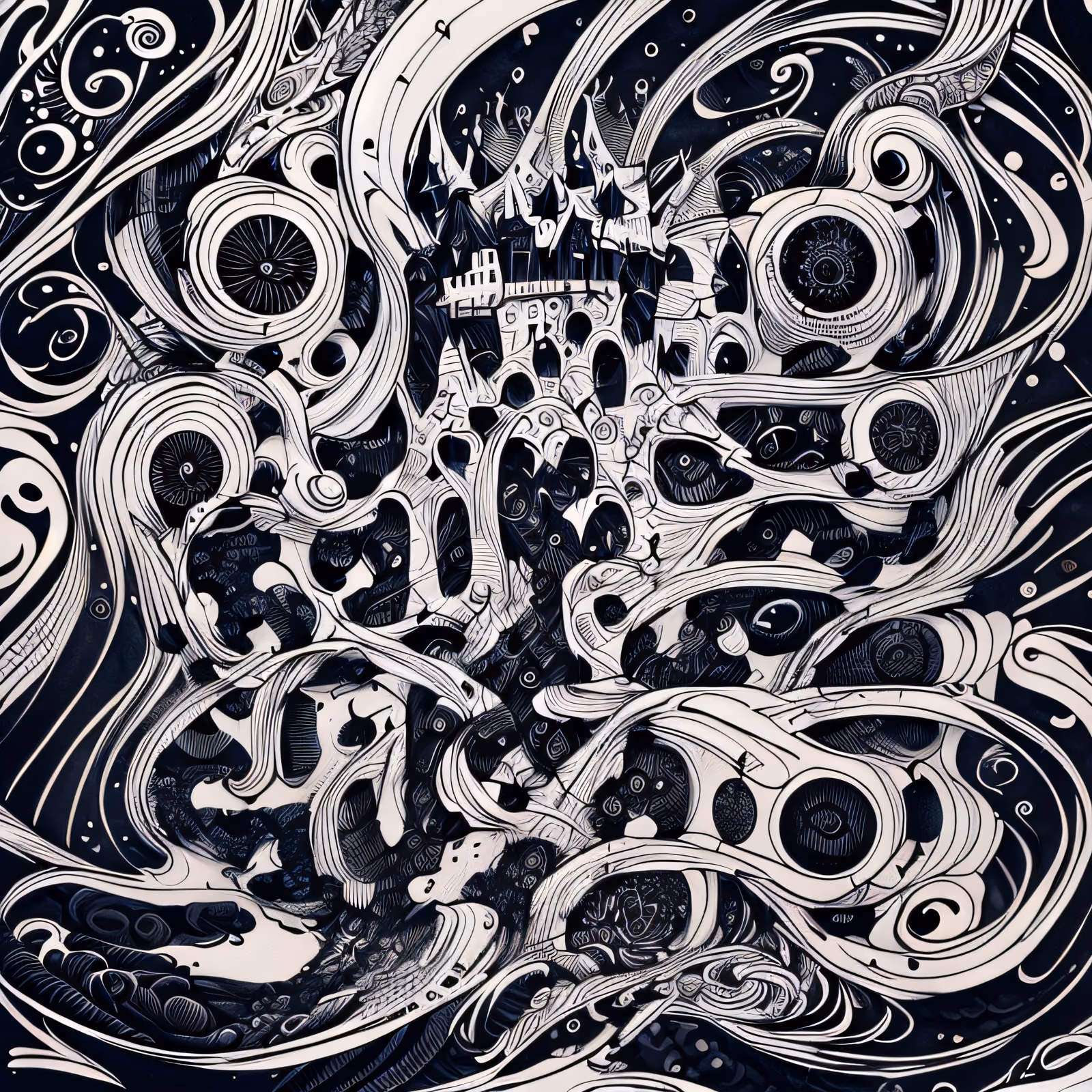 Swirling Castle Zentangle Ink QR Code for Posters — image 1