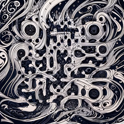 Swirling Castle Zentangle Ink QR Code for Posters — image 1