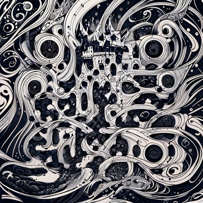 Swirling Castle Zentangle Ink QR Code for Posters